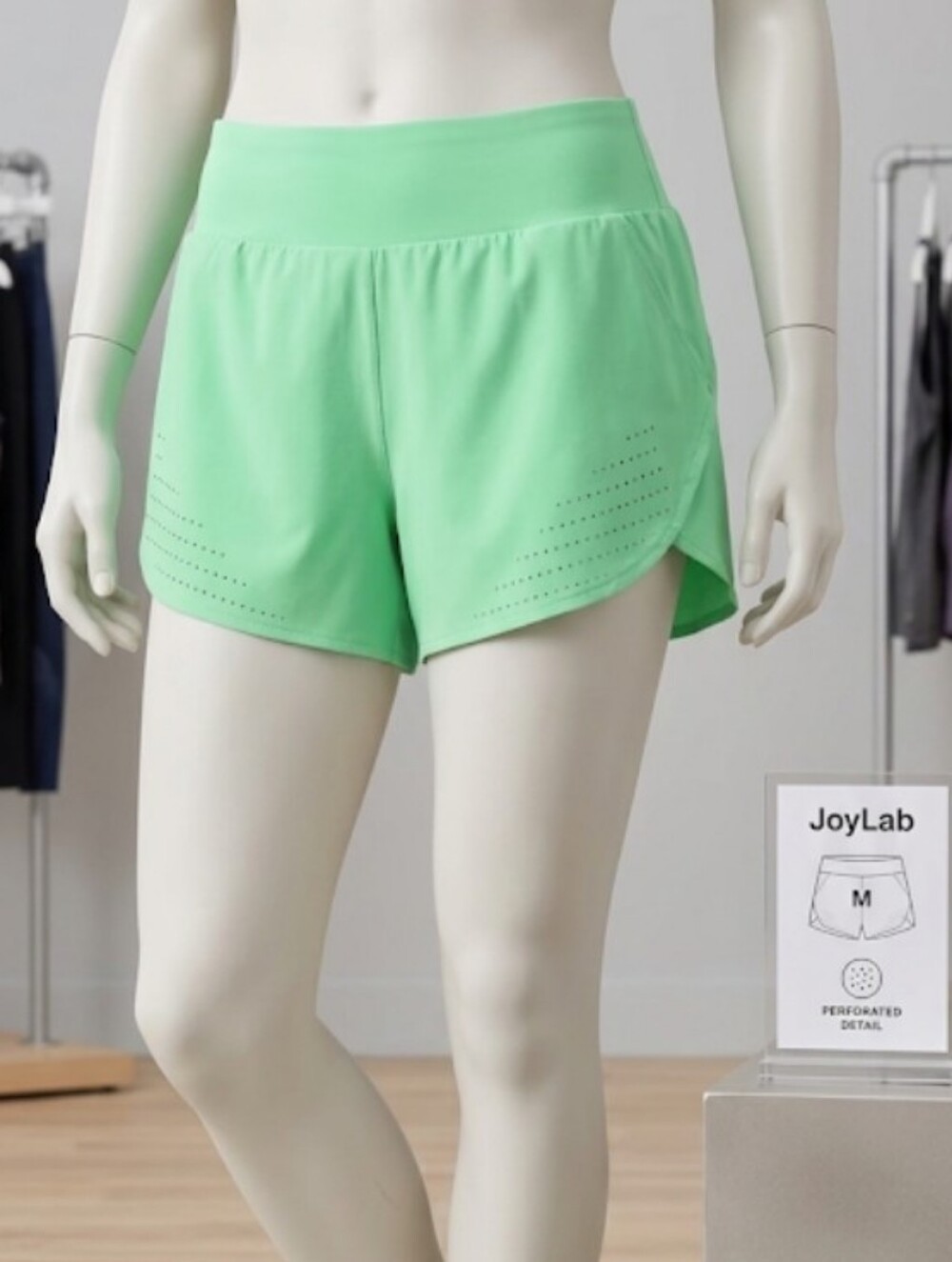 Last Chance JoyLab Mint Green Athletic Shorts Perforated Detail (M) Athletic